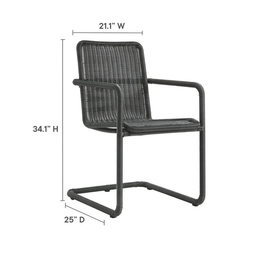Abacus Outdoor Patio Wicker Dining Chairs Set of 2 in Slate
