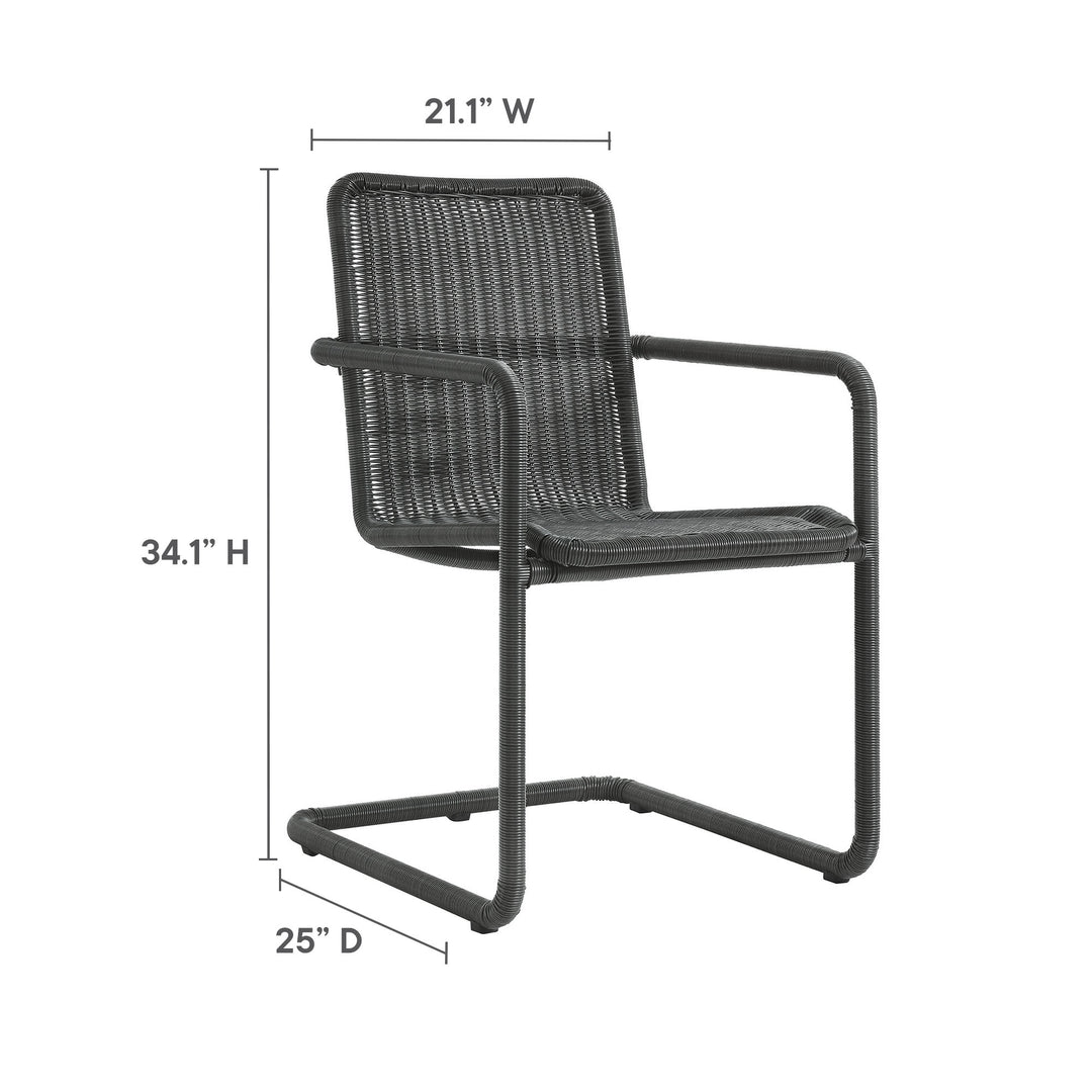 Abacus Outdoor Patio Wicker Dining Chairs Set of 2 in Slate