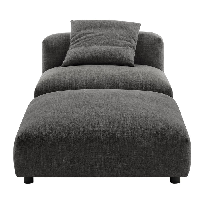 Solace Modular Upholstered Fabric Armless Chair and Ottoman Set in Charcoal