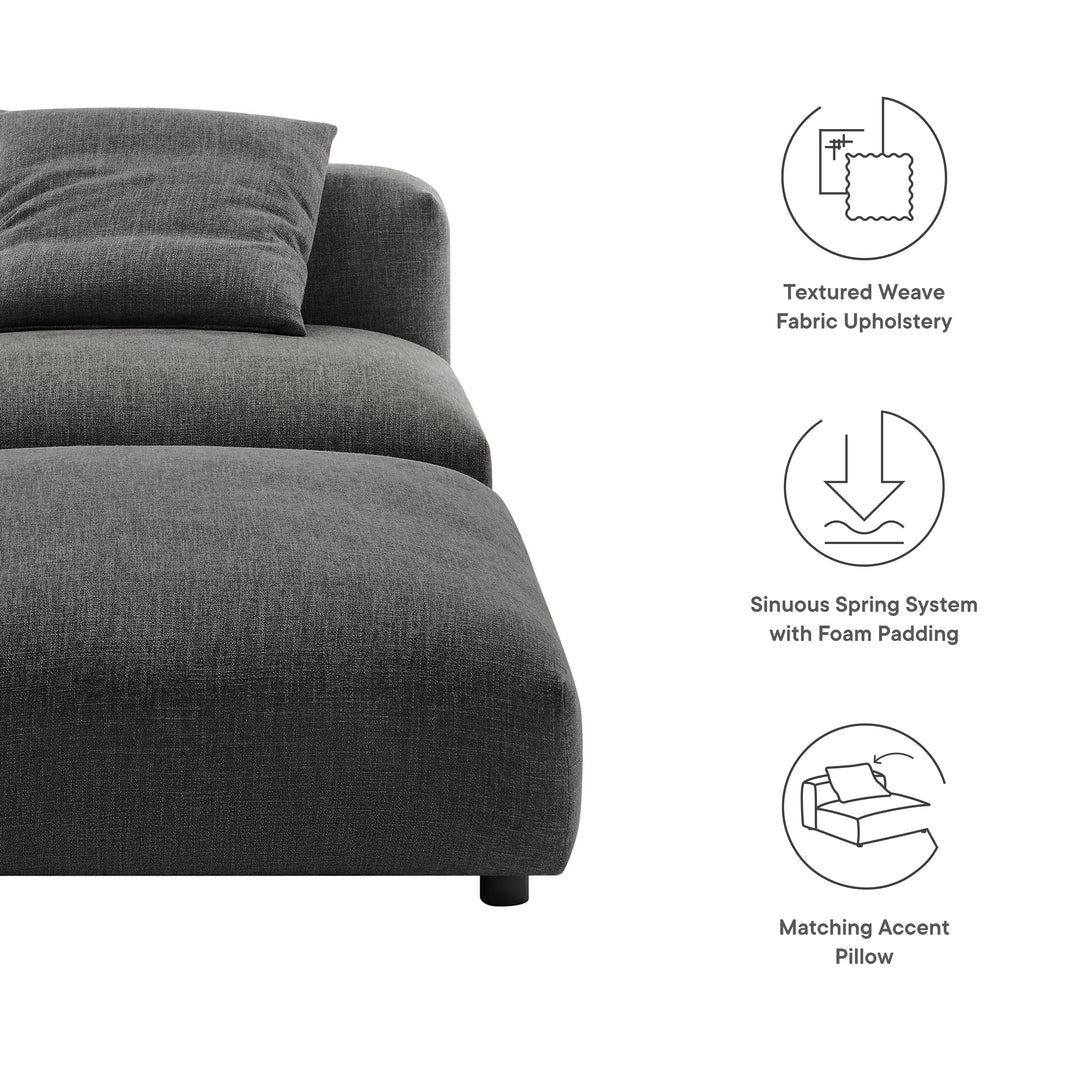Solace Modular Upholstered Fabric Armless Chair and Ottoman Set in Charcoal