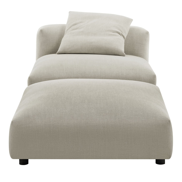 Solace Modular Upholstered Fabric Armless Chair and Ottoman Set in Linen