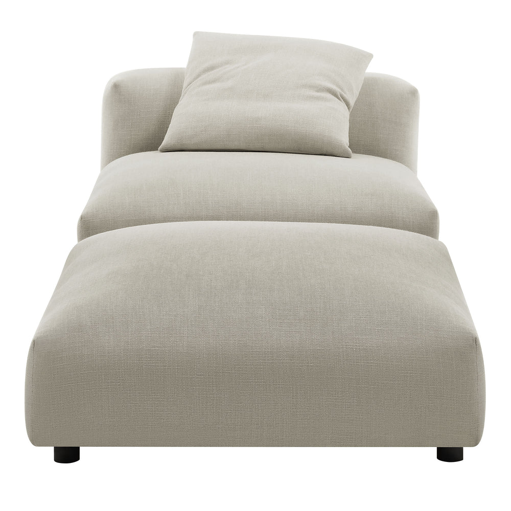 Solace Modular Upholstered Fabric Armless Chair and Ottoman Set in Linen