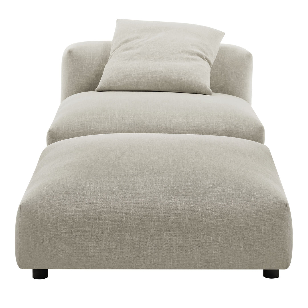 Solace Modular Upholstered Fabric Armless Chair and Ottoman Set in Linen