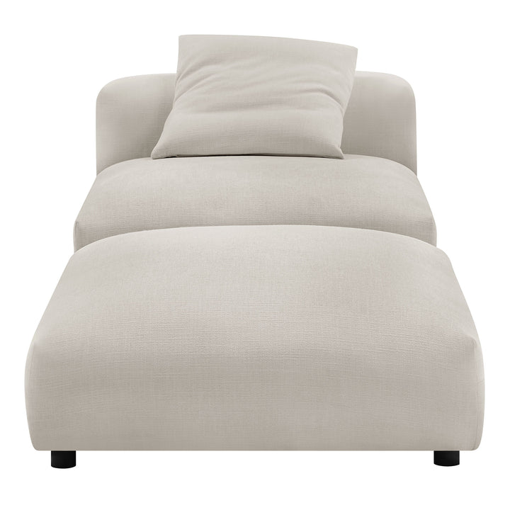 Solace Modular Upholstered Fabric Armless Chair and Ottoman Set in Salt