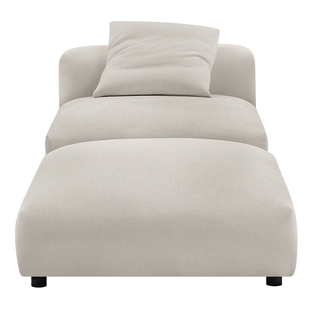 Solace Modular Upholstered Fabric Armless Chair and Ottoman Set in Salt