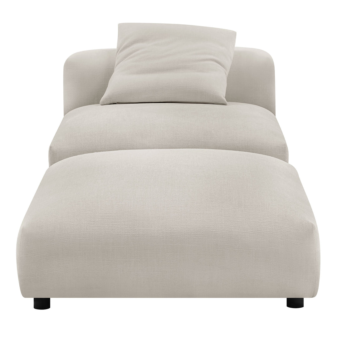 Solace Modular Upholstered Fabric Armless Chair and Ottoman Set in Salt