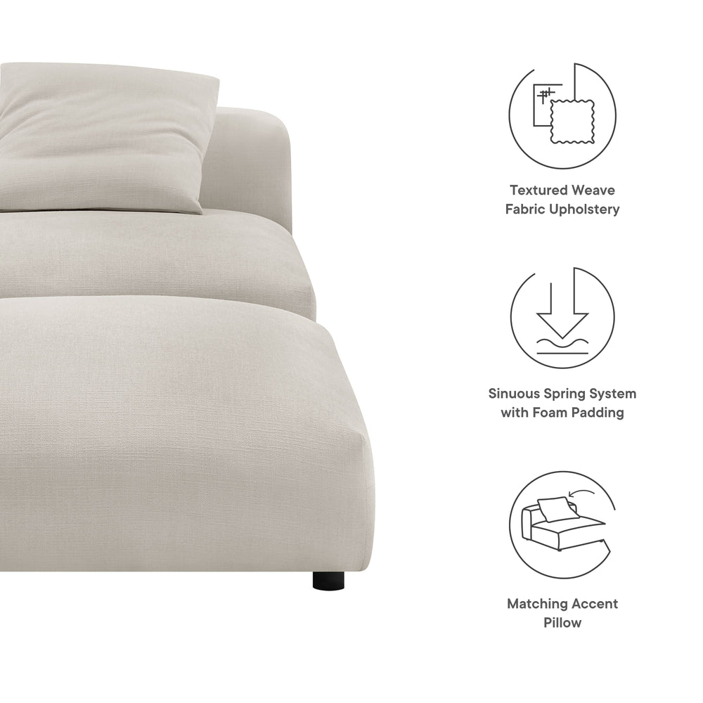 Solace Modular Upholstered Fabric Armless Chair and Ottoman Set in Salt