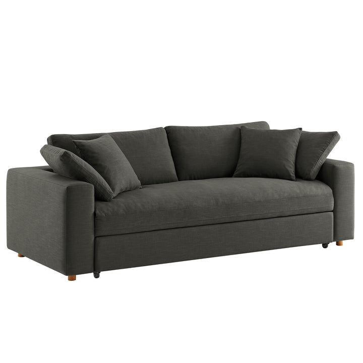 Commix Down Filled Overstuffed Sleeper Sofa in Gray