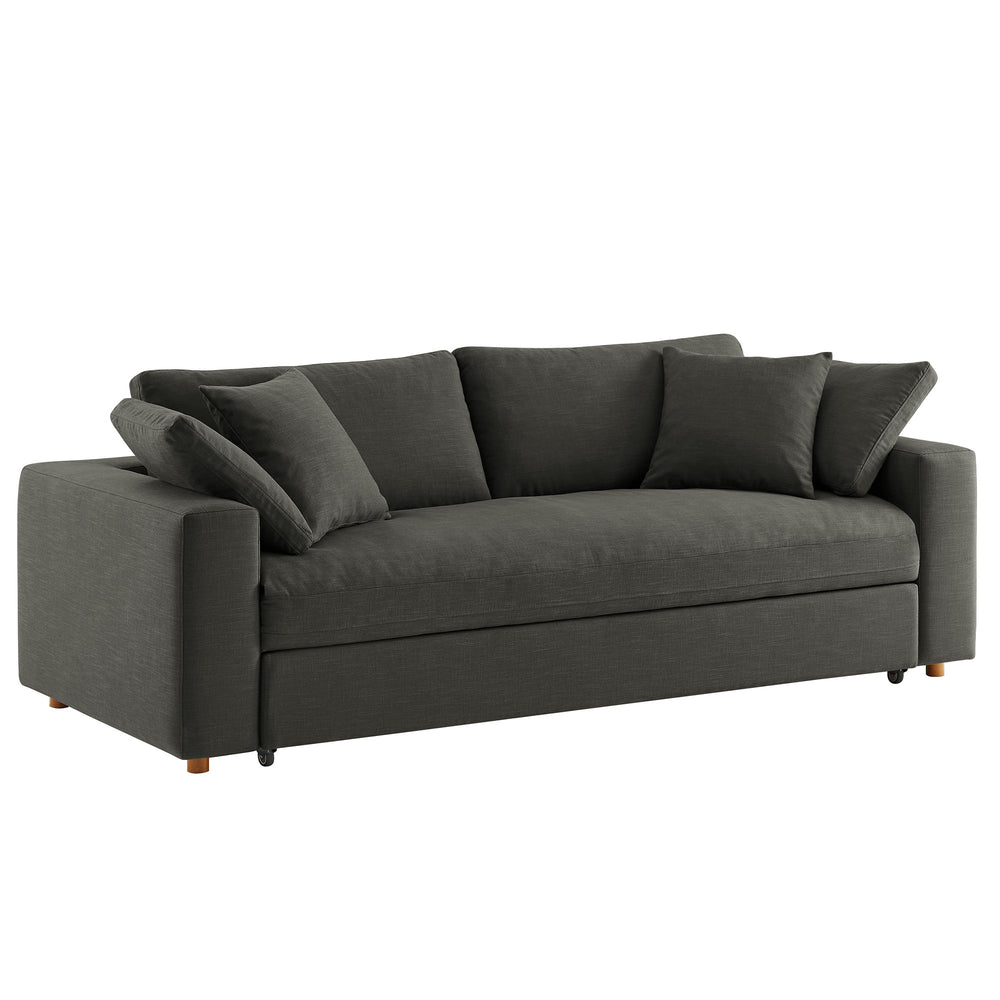 Commix Down Filled Overstuffed Sleeper Sofa in Gray