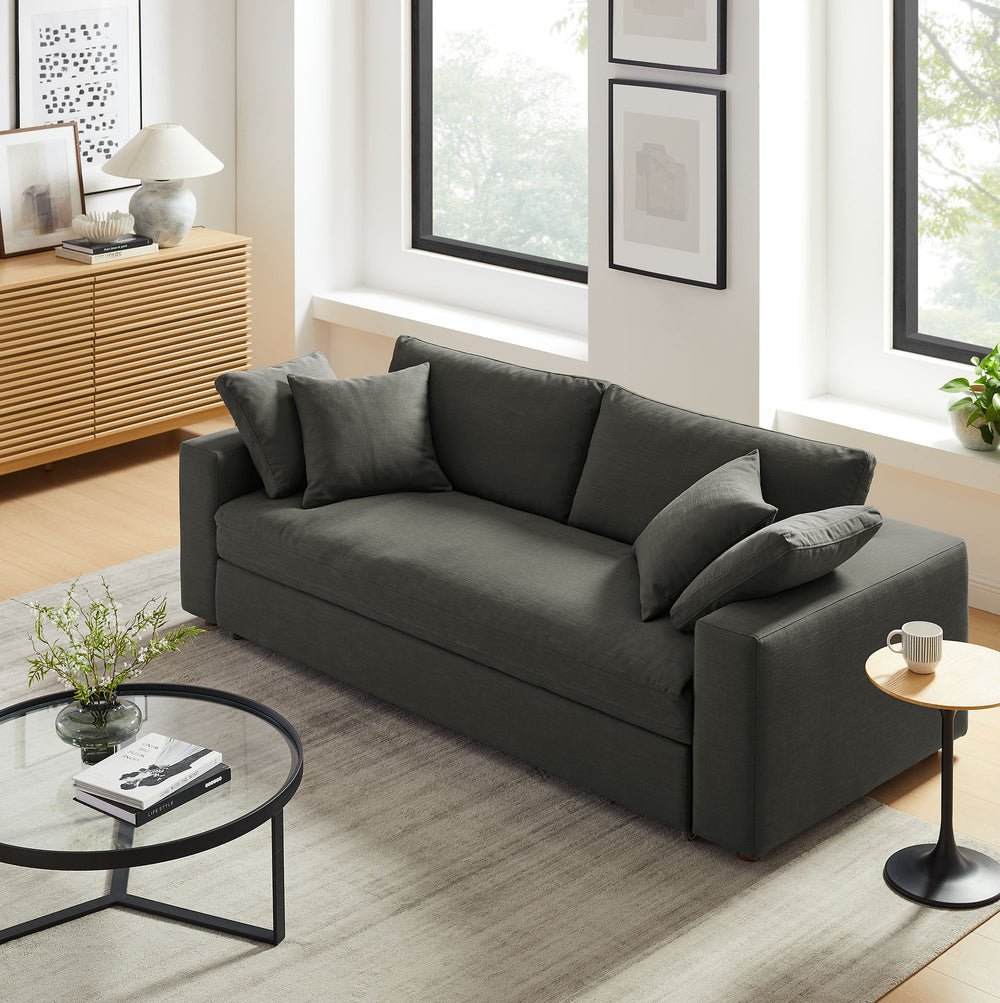 Commix Down Filled Overstuffed Sleeper Sofa in Gray