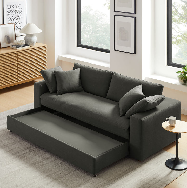Commix Down Filled Overstuffed Sleeper Sofa in Gray