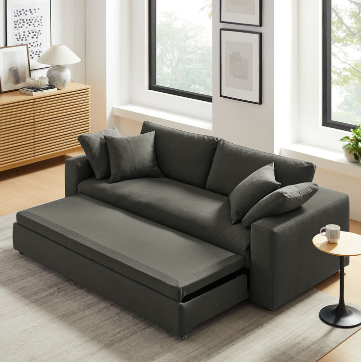 Commix Down Filled Overstuffed Sleeper Sofa in Gray