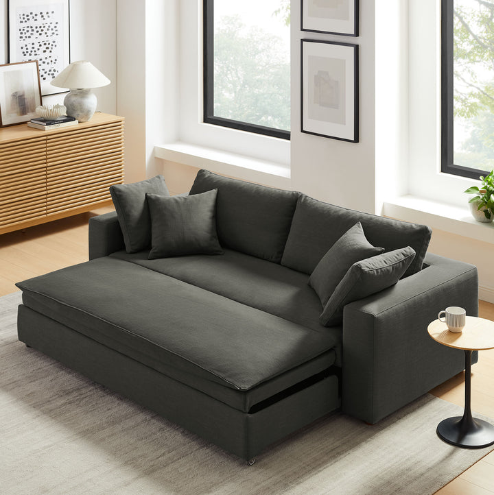 Commix Down Filled Overstuffed Sleeper Sofa in Gray