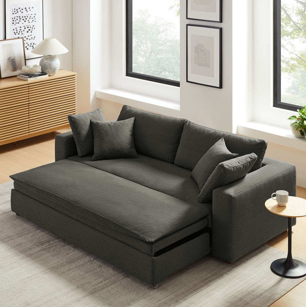Commix Down Filled Overstuffed Sleeper Sofa in Gray