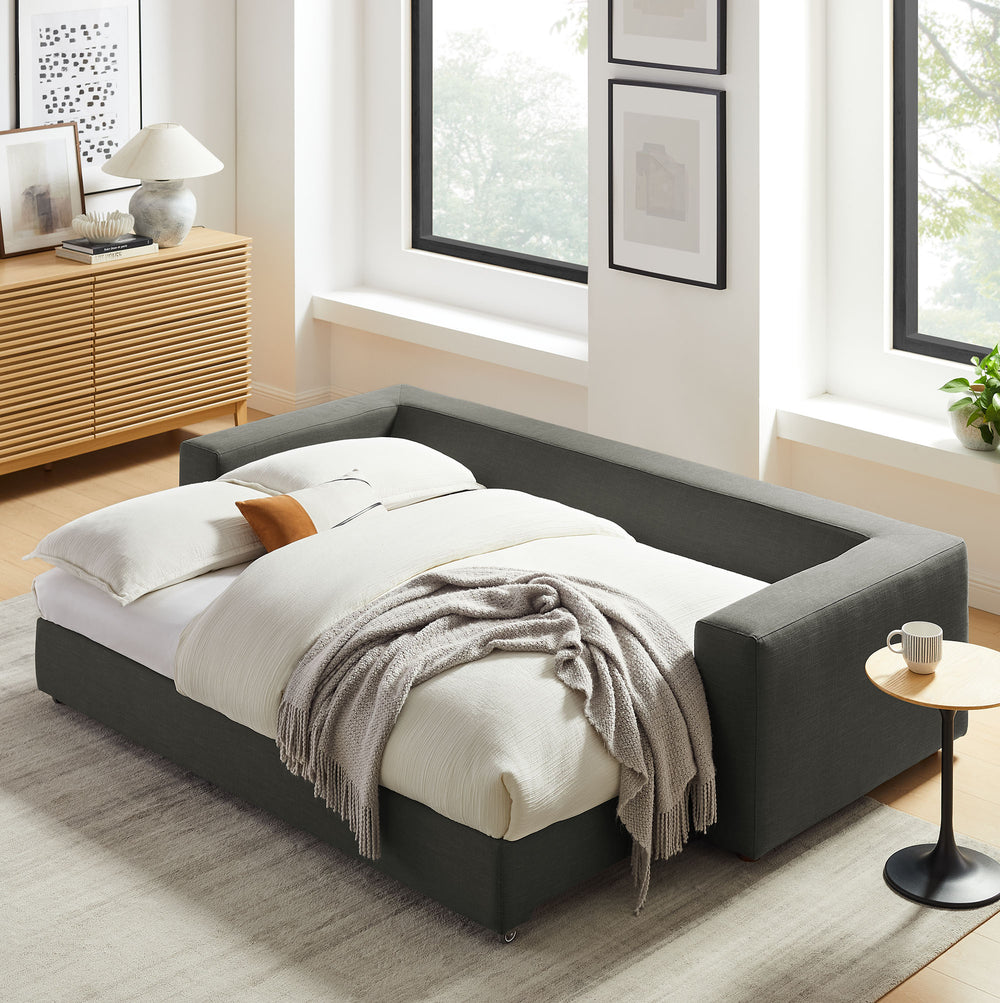 Commix Down Filled Overstuffed Sleeper Sofa in Gray