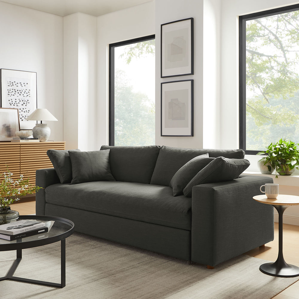 Commix Down Filled Overstuffed Sleeper Sofa in Gray