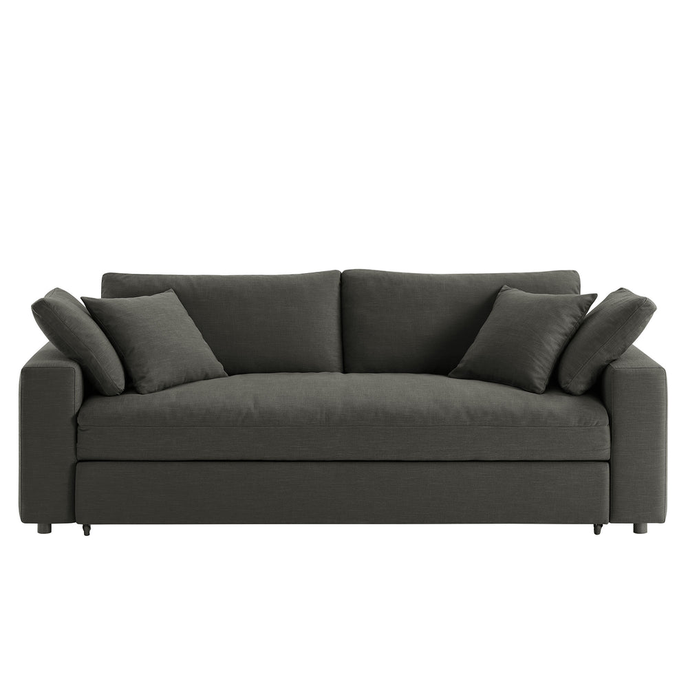 Commix Down Filled Overstuffed Sleeper Sofa in Gray