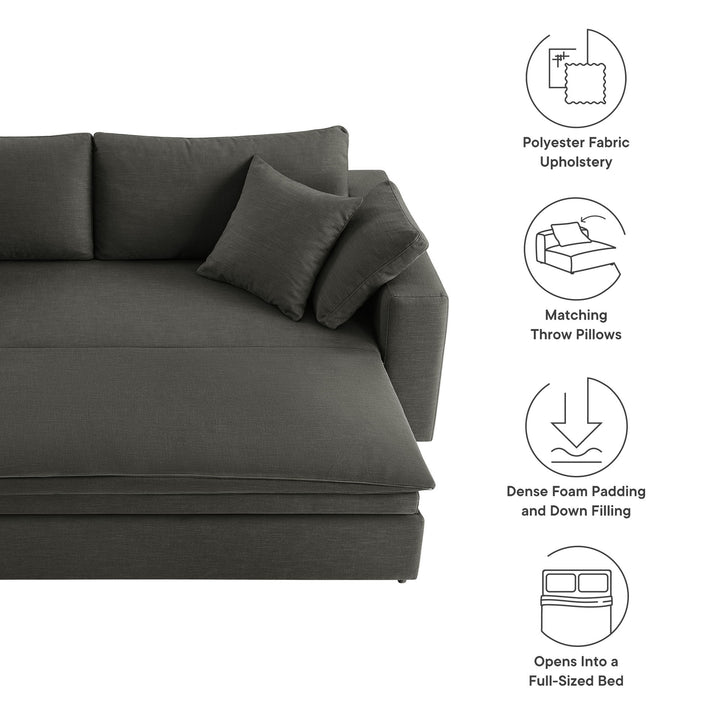 Commix Down Filled Overstuffed Sleeper Sofa in Gray