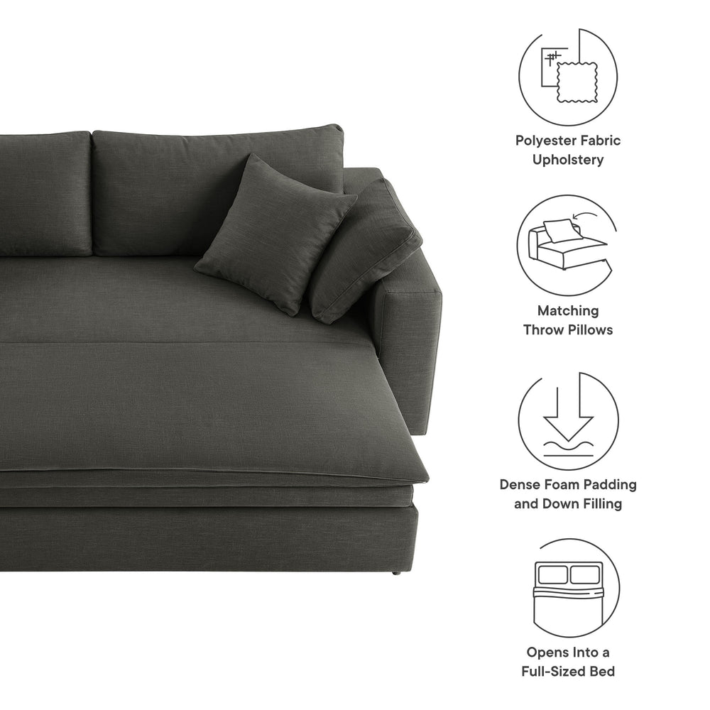 Commix Down Filled Overstuffed Sleeper Sofa in Gray