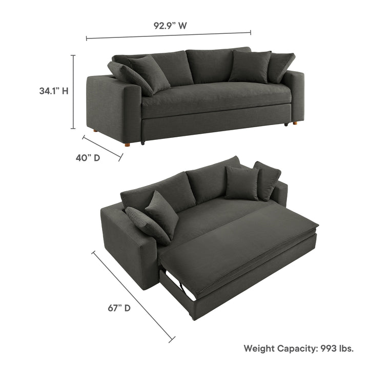 Commix Down Filled Overstuffed Sleeper Sofa in Gray