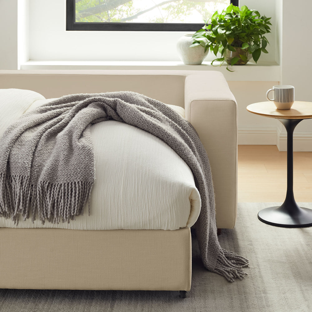 Commix Down Filled Overstuffed Sleeper Sofa in Light Beige