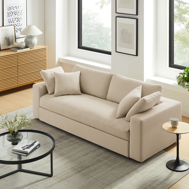 Commix Down Filled Overstuffed Sleeper Sofa in Light Beige