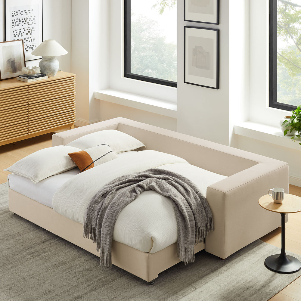 Commix Down Filled Overstuffed Sleeper Sofa in Light Beige