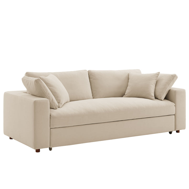 Commix Down Filled Overstuffed Sleeper Sofa in Light Beige