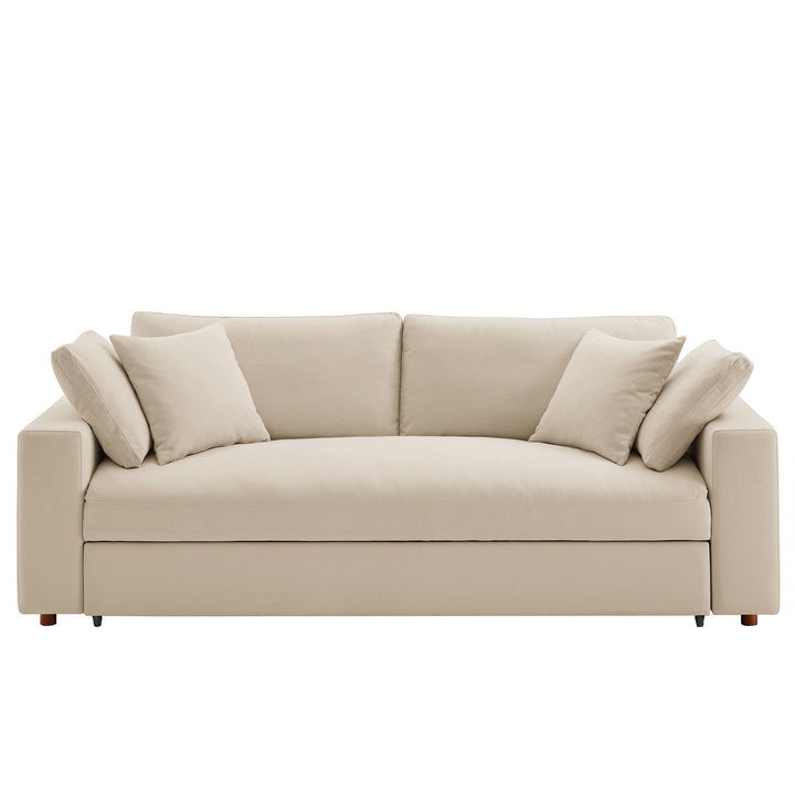 Commix Down Filled Overstuffed Sleeper Sofa in Light Beige