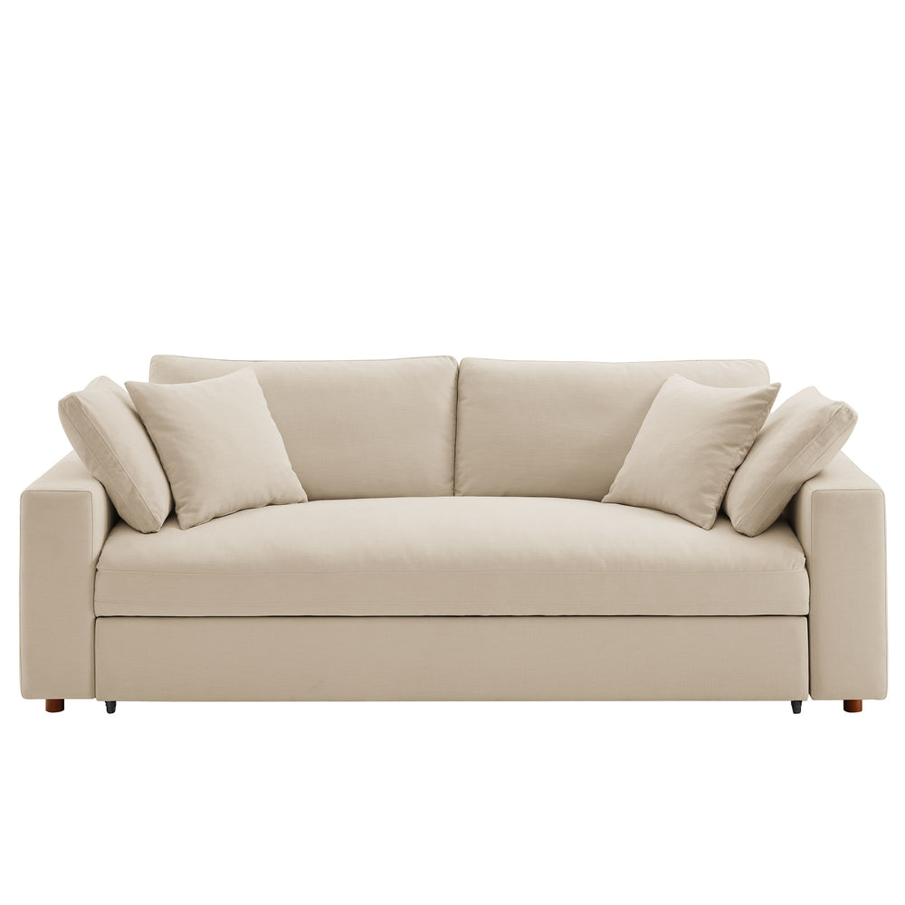 Commix Down Filled Overstuffed Sleeper Sofa in Light Beige