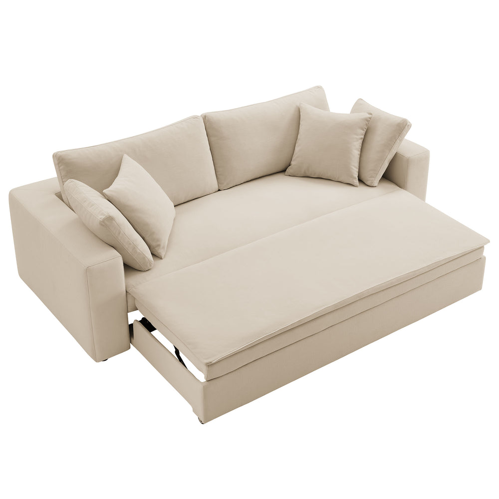 Commix Down Filled Overstuffed Sleeper Sofa in Light Beige