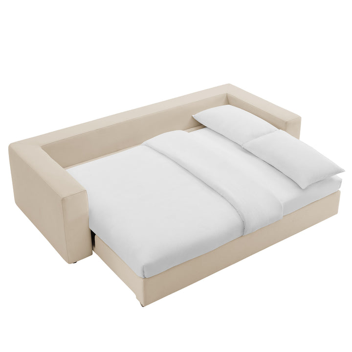 Commix Down Filled Overstuffed Sleeper Sofa in Light Beige