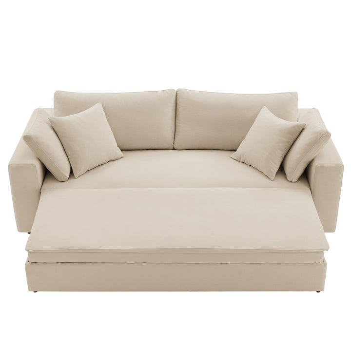 Commix Down Filled Overstuffed Sleeper Sofa in Light Beige