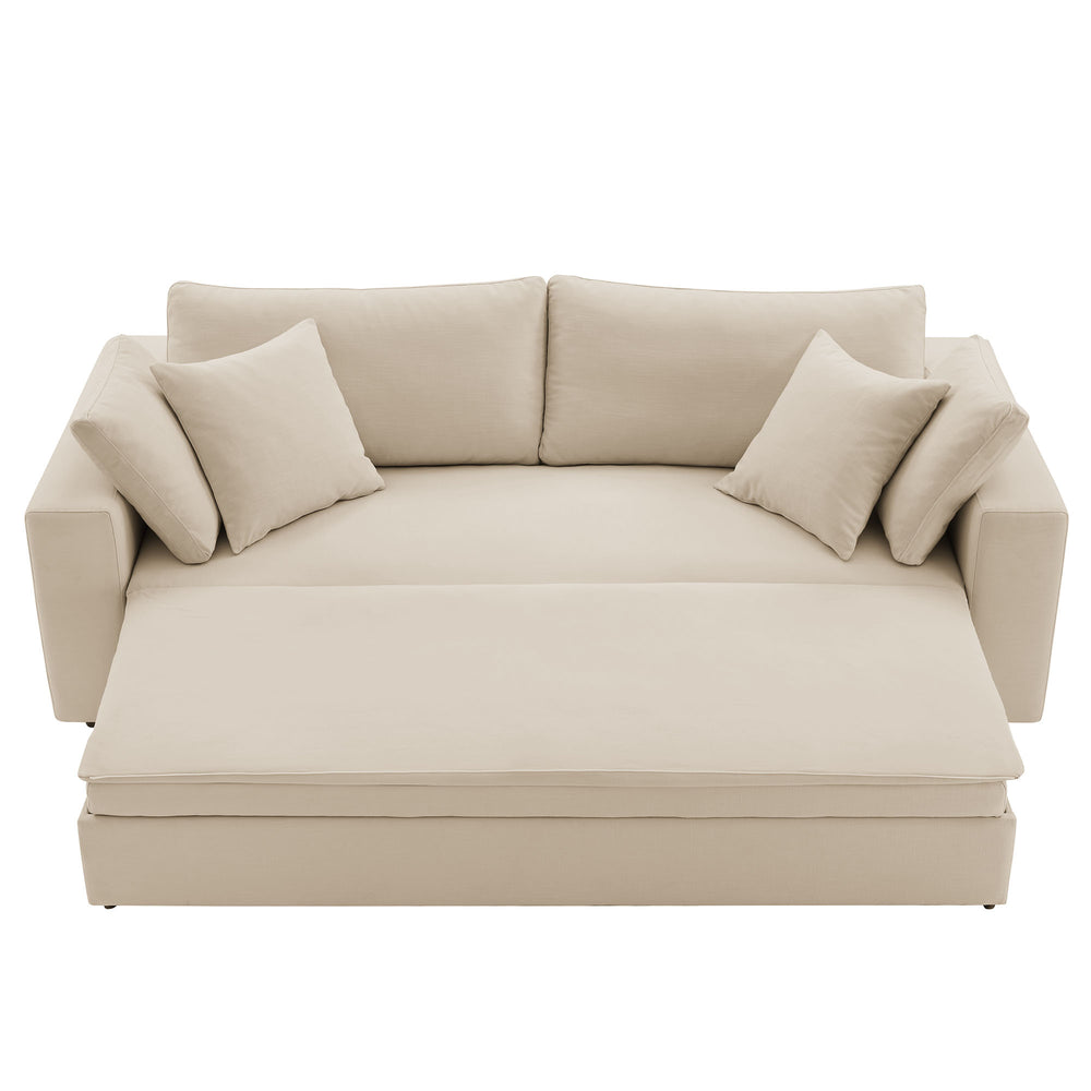 Commix Down Filled Overstuffed Sleeper Sofa in Light Beige