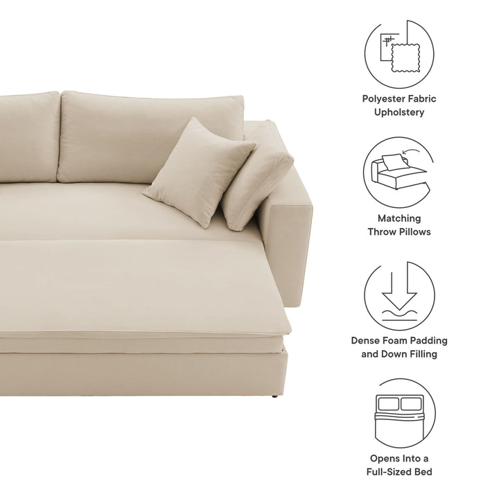Commix Down Filled Overstuffed Sleeper Sofa in Light Beige