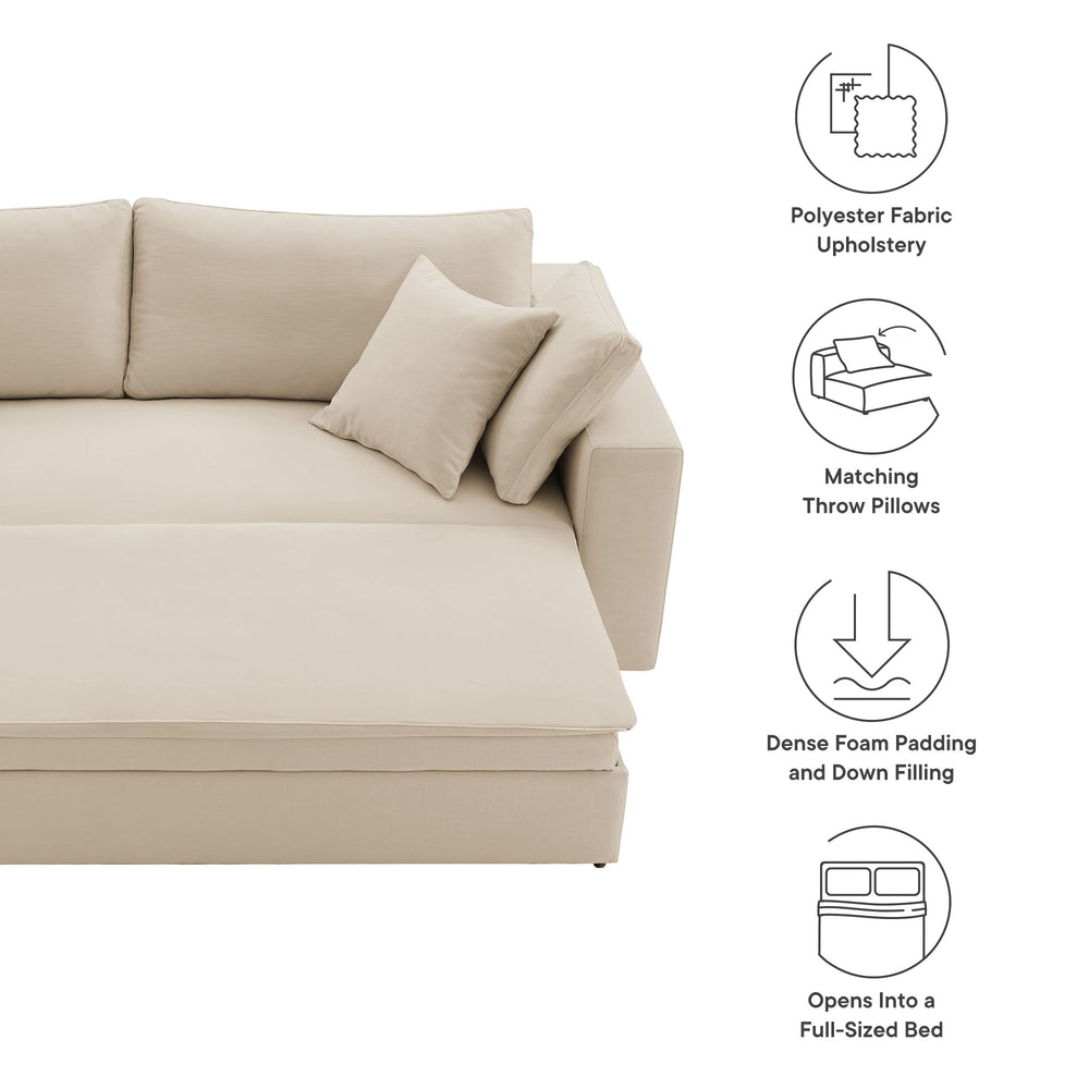 Commix Down Filled Overstuffed Sleeper Sofa in Light Beige