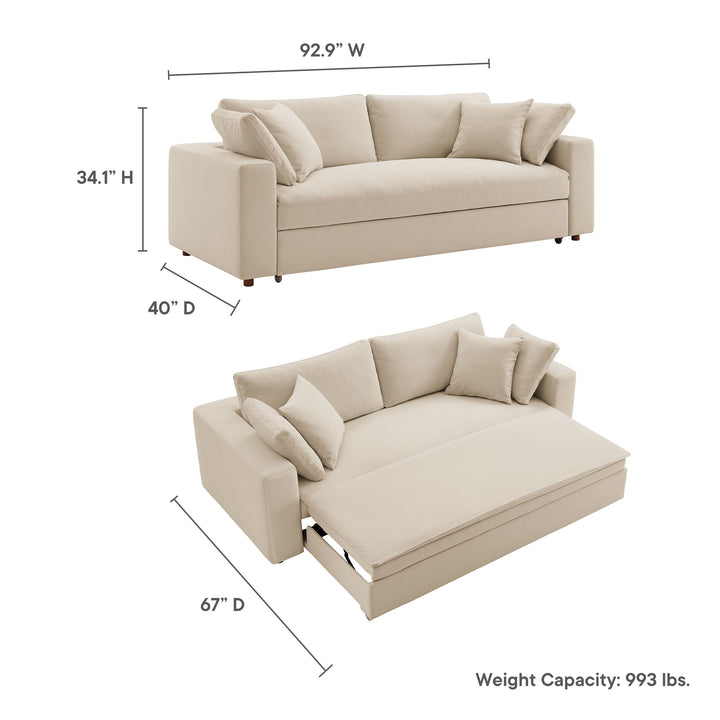 Commix Down Filled Overstuffed Sleeper Sofa in Light Beige