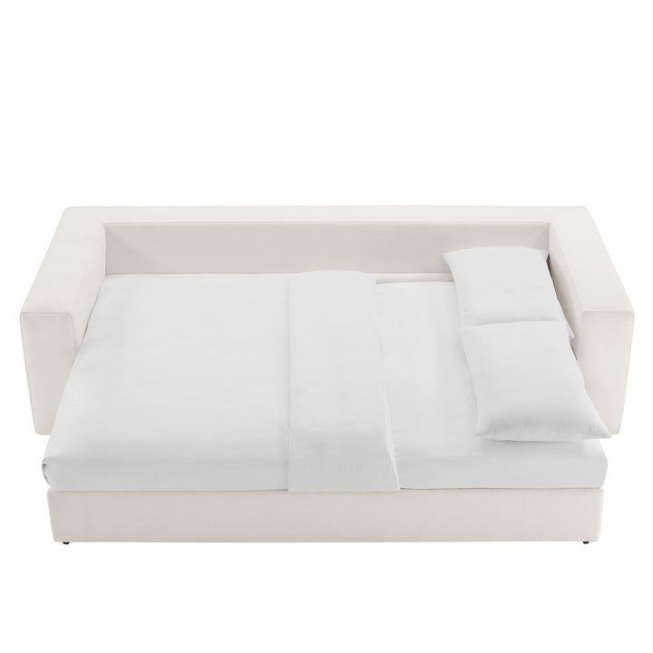 Commix Down Filled Overstuffed Sleeper Sofa in Pure White