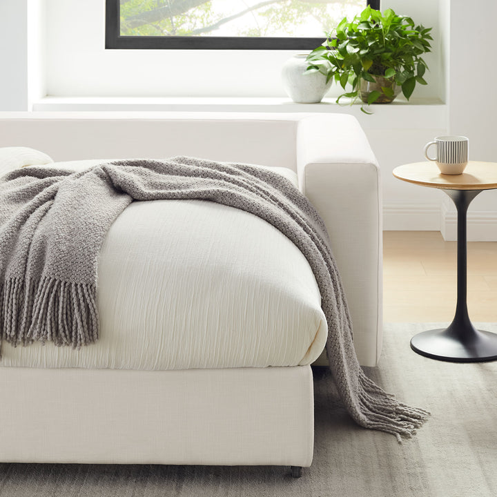 Commix Down Filled Overstuffed Sleeper Sofa in Pure White
