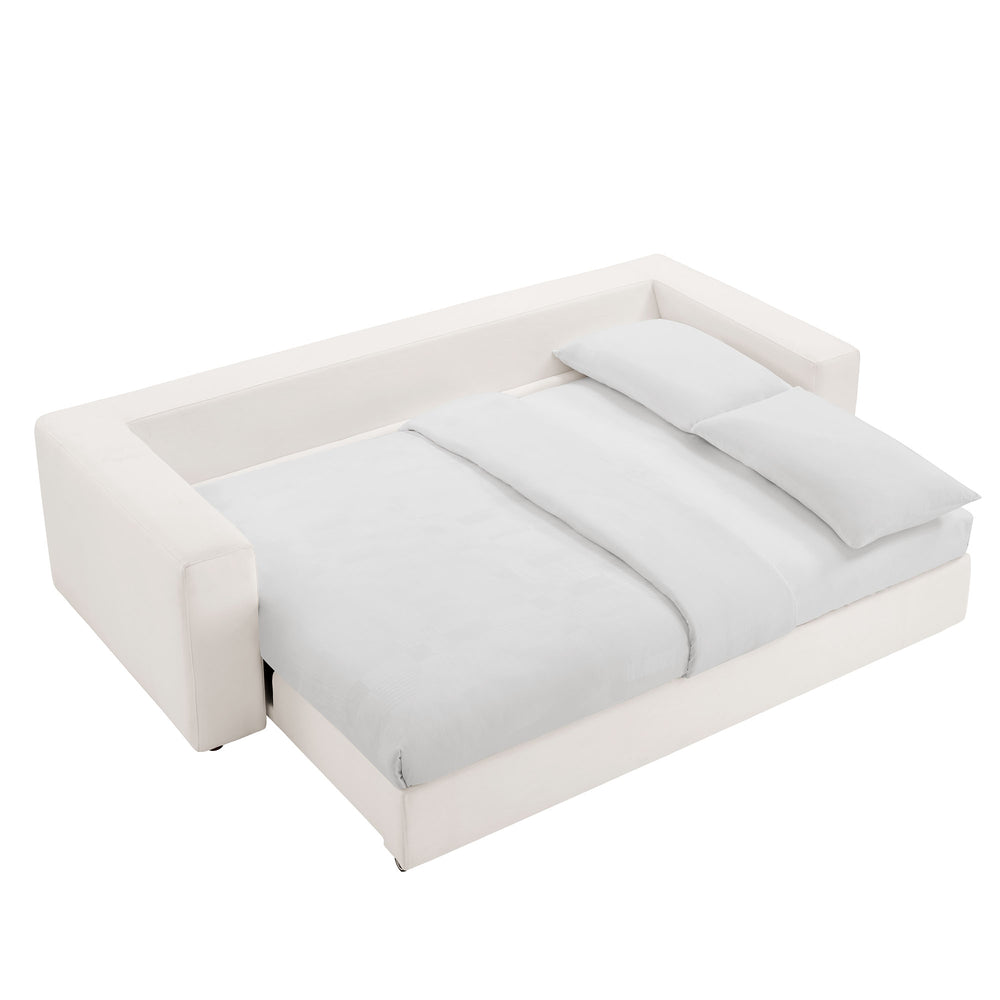 Commix Down Filled Overstuffed Sleeper Sofa in Pure White