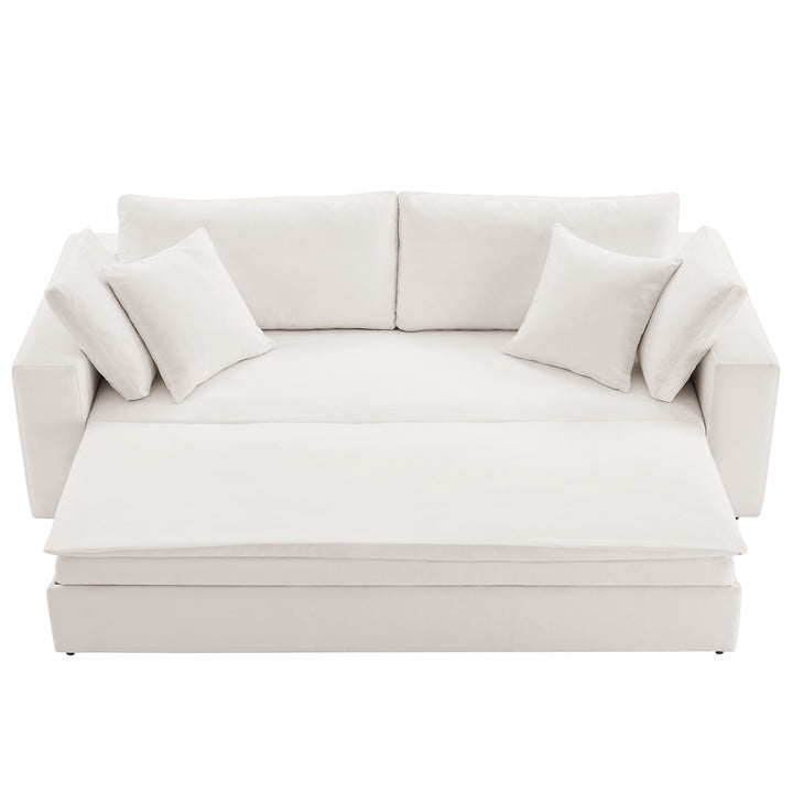 Commix Down Filled Overstuffed Sleeper Sofa in Pure White