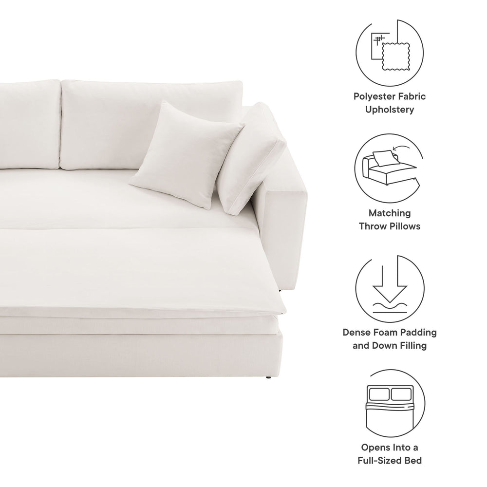 Commix Down Filled Overstuffed Sleeper Sofa in Pure White