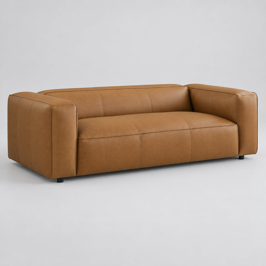 Auren Upholstered Vegan Leather Sofa in Camel