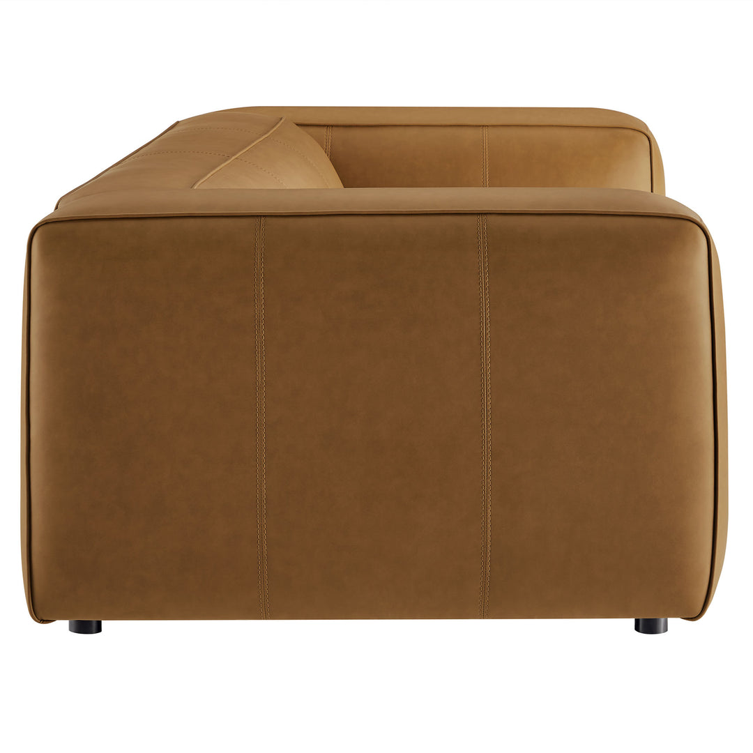 Auren Upholstered Vegan Leather Sofa in Camel
