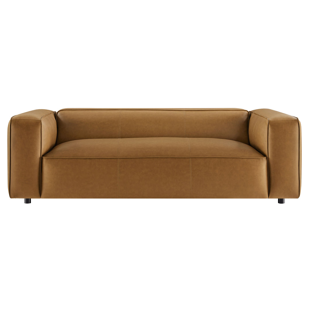 Auren Upholstered Vegan Leather Sofa in Camel