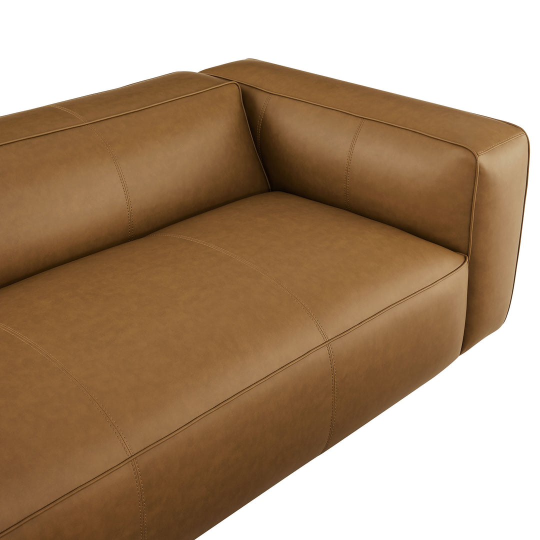 Auren Upholstered Vegan Leather Sofa in Camel