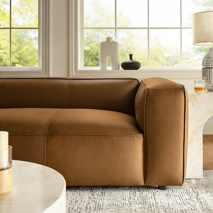 Auren Upholstered Vegan Leather Sofa in Camel