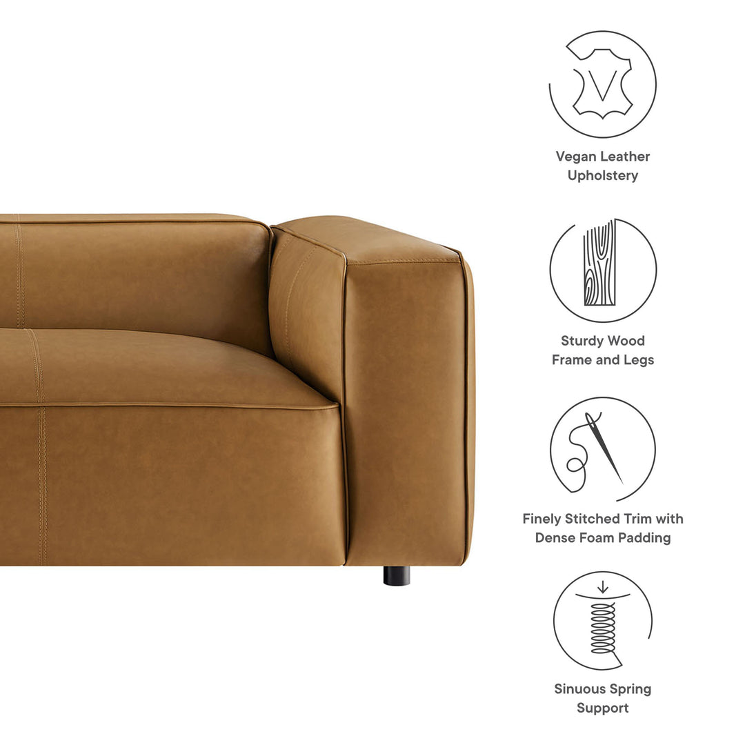 Auren Upholstered Vegan Leather Sofa in Camel