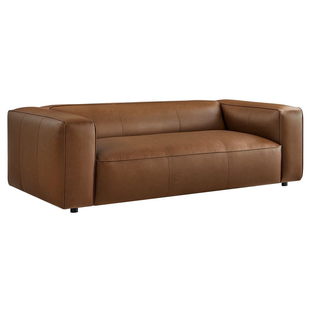 Auren Upholstered Vegan Leather Sofa in Coffee