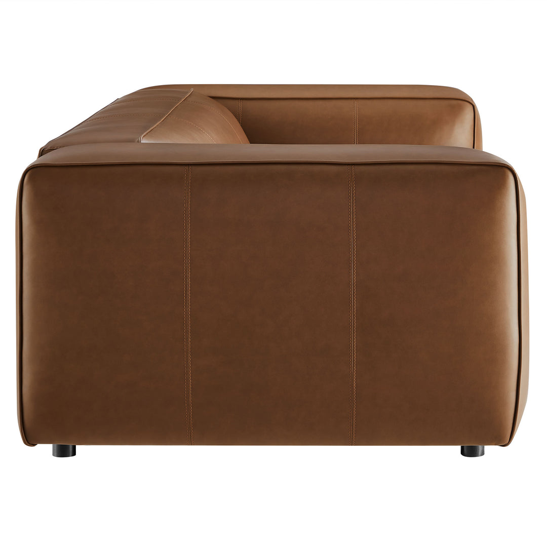 Auren Upholstered Vegan Leather Sofa in Coffee
